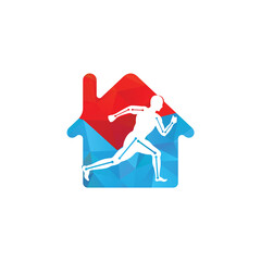Home Physiotherapy treatment concept logo design template vector with people run. Colorful vector health. Physiotherapy clinic logo. Physiotherapy logo.