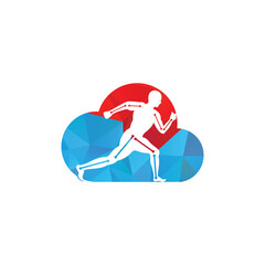 Cloud Physiotherapy treatment design template vector with people run. Colorful vector health. Physiotherapy clinic logo. Physiotherapy logo.