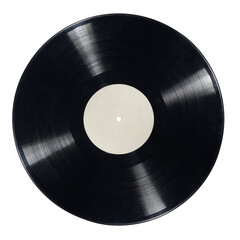 12-inch vinyl record with blank label isolated.