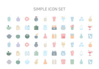Flat icon for drinks, various cups, bottles.
