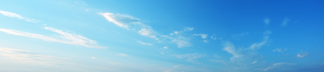 Blue sky with white clouds panoramic large shot. Background from the cloudy sky