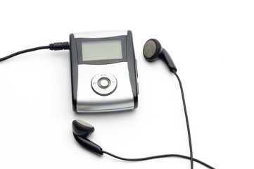 Vintage digital music player on a white background