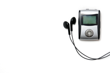 Vintage digital music player on a white background