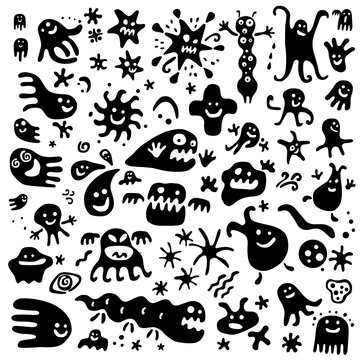 funny microbes characters cartoon set , design elements