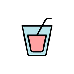 Cocktail, glass colored icon. Simple color element illustration. Cocktail, glass concept outline symbol design from Bar set. Can be used for web and mobile