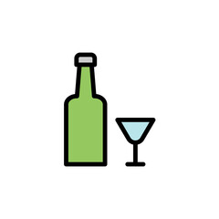 Wine, glass colored icon. Simple color element illustration. Wine, glass concept outline symbol design from Bar set. Can be used for web and mobile