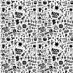rock music party - seamless pattern , graphic design elements