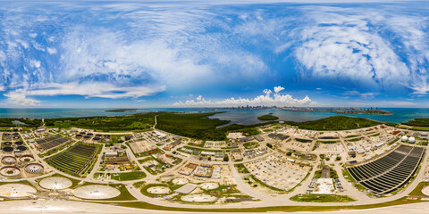 360 equirectangular aerial photo Key Biscayne water treatment plant