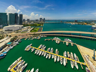 Aerial scene of Downtown Miami and Bayside Marketplace