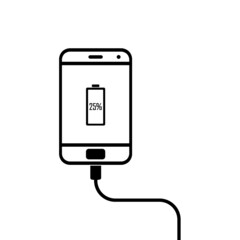 Vector illustration of smartphone charging models. Falt design.