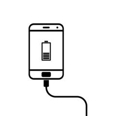 Vector illustration of smartphone charging models. Falt design.