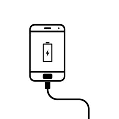 Vector illustration of smartphone charging models. Falt design.