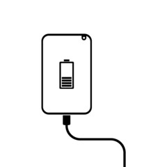 Vector illustration of smartphone charging models. Falt design.