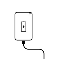 Vector illustration of smartphone charging models. Falt design.