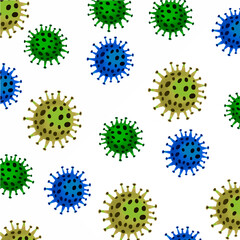 set of Coronavirus Bacteria Cell Icon, 2019-nCoV, Covid-2019, Covid-19 Novel Coronavirus Bacteria. No Infection and Stop Coronavirus Concepts. Dangerous Coronavirus Cell in China, Wuhan.