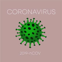 Coronavirus Bacteria Cell Icon, 2019-nCoV, Covid-2019, Covid Novel Coronavirus Bacteria. No Infection and Stop Coronavirus Concepts. Dangerous Coronavirus Cell in China, Wuhan. Isolated Icon on pink