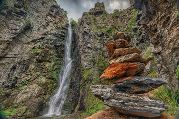 waterfall in mountains