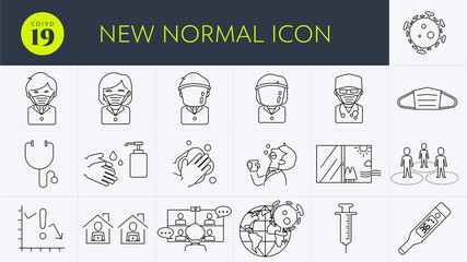 Useful 19 Icon set for new normal situation 