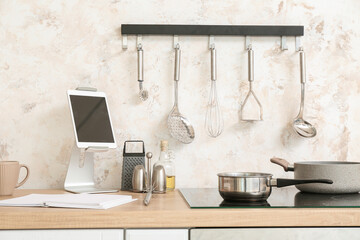 Set of utensils on kitchen counter