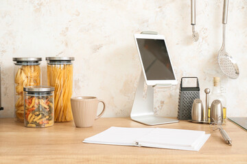 Set of utensils on kitchen counter