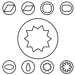 Basic shape set outline vector illustration in the circle