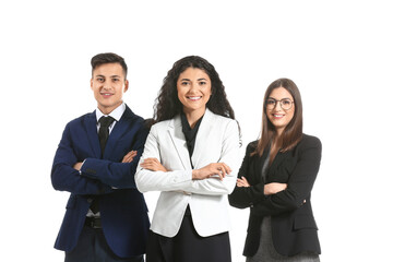 Young business people on white background