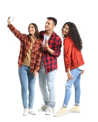 Obraz premium Young friends on white background