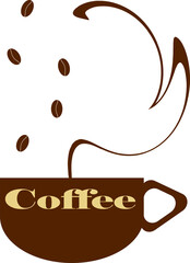 vector illustration coffee mug, beans and steam