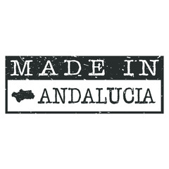 Made In Andalusia, Spain. Stamp Rectangle Map. Logo Icon Symbol. Design Certificated Vector.