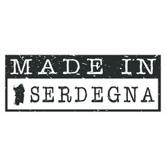Made In Sardegna. Stamp Rectangle Map. Logo Icon Symbol. Design Certificated.