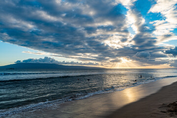 Beautiful sunset in Hawaii, Maui