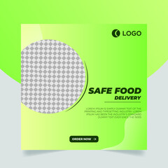 Safe food delivery modern dynamic clean simple post template or square banner