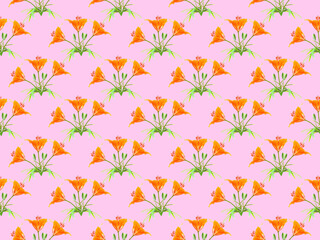 Wild red lily, seamless pattern.