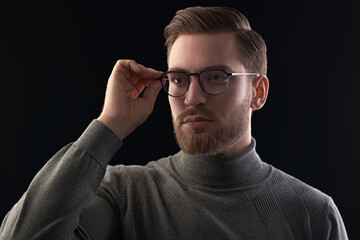 handsome businessman in glasses