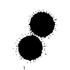 Black drop isolated on white background. Grunge splash texture. Vector illustration.