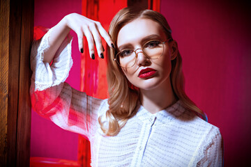 lady in white blouse