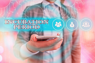 Writing note showing Incubation Period. Business concept for time elapsed starting from getting...