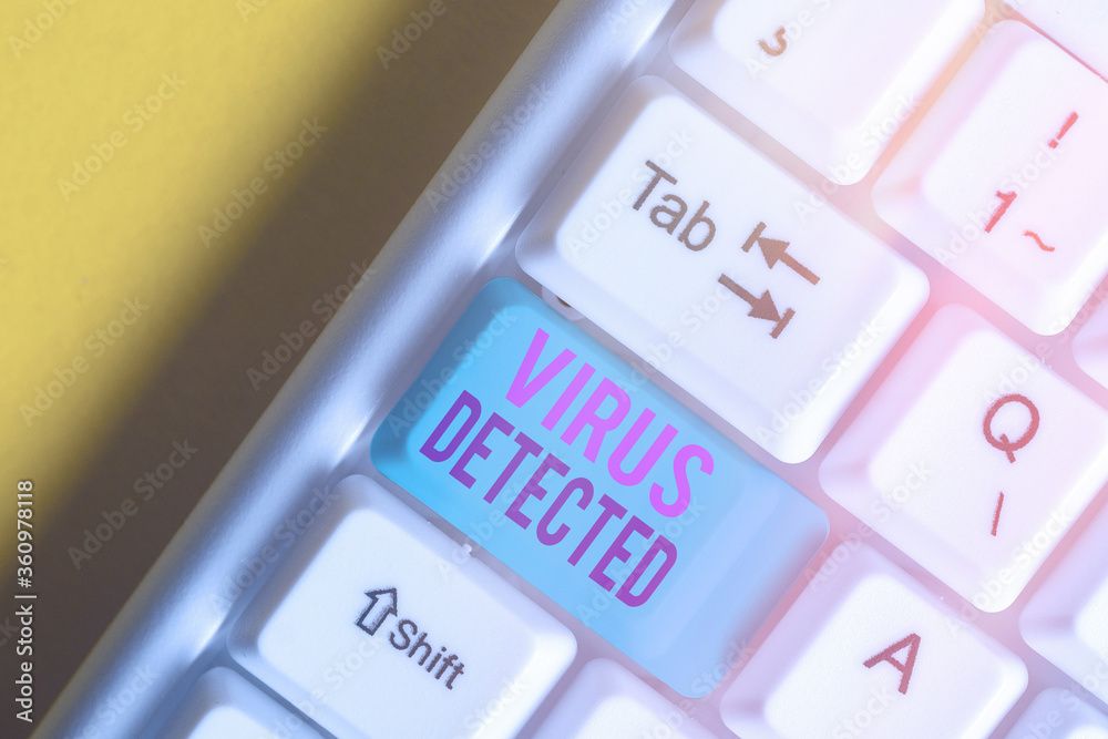 Poster text sign showing virus detected. business photo showcasing a computer program used to prevent and r