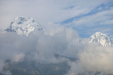 Fototapeta na wymiar Top of Himalayan mountains in shroud 