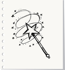 Hand Drawn magic wand doodle.  © halimqdn