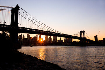 New York, NY, U.S.A. - Williamsburg Bridge with sunset