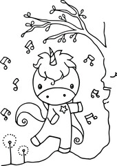 unicorn dancing with music trree