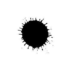Black drop isolated on white background. Grunge splash texture. Vector illustration.