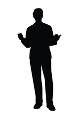 Standing business man silhouette vector on white 