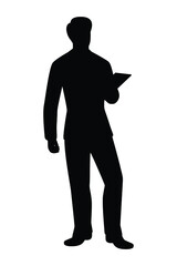Standing business man silhouette vector on white 