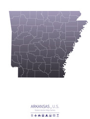 arkansas map. us states vector map series. united states map background.