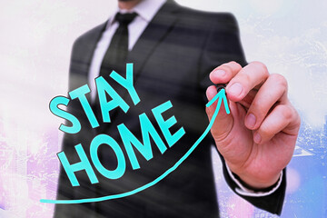 Handwriting text writing Stay Home Save Lives. Conceptual photo lessen the number of infected patients by not leaving the house digital arrowhead curve rising upward denoting growth development