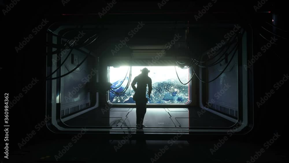 Canvas Prints astronaut jumps into space. view of the earth. zero gravity. slow motion