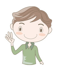 国際手話・ハンドジェスチャー・数字の4（男性）
