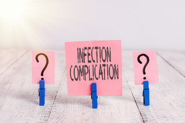 Text sign showing Infection Complication. Business photo showcasing unwanted reaction resulted from...